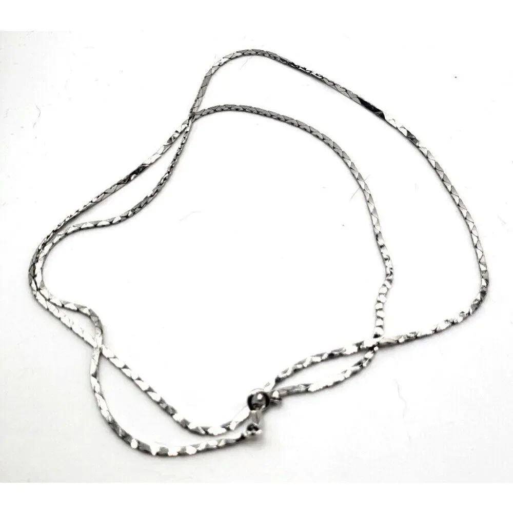 Signed Japan Silver Snake Chain Necklace 30in